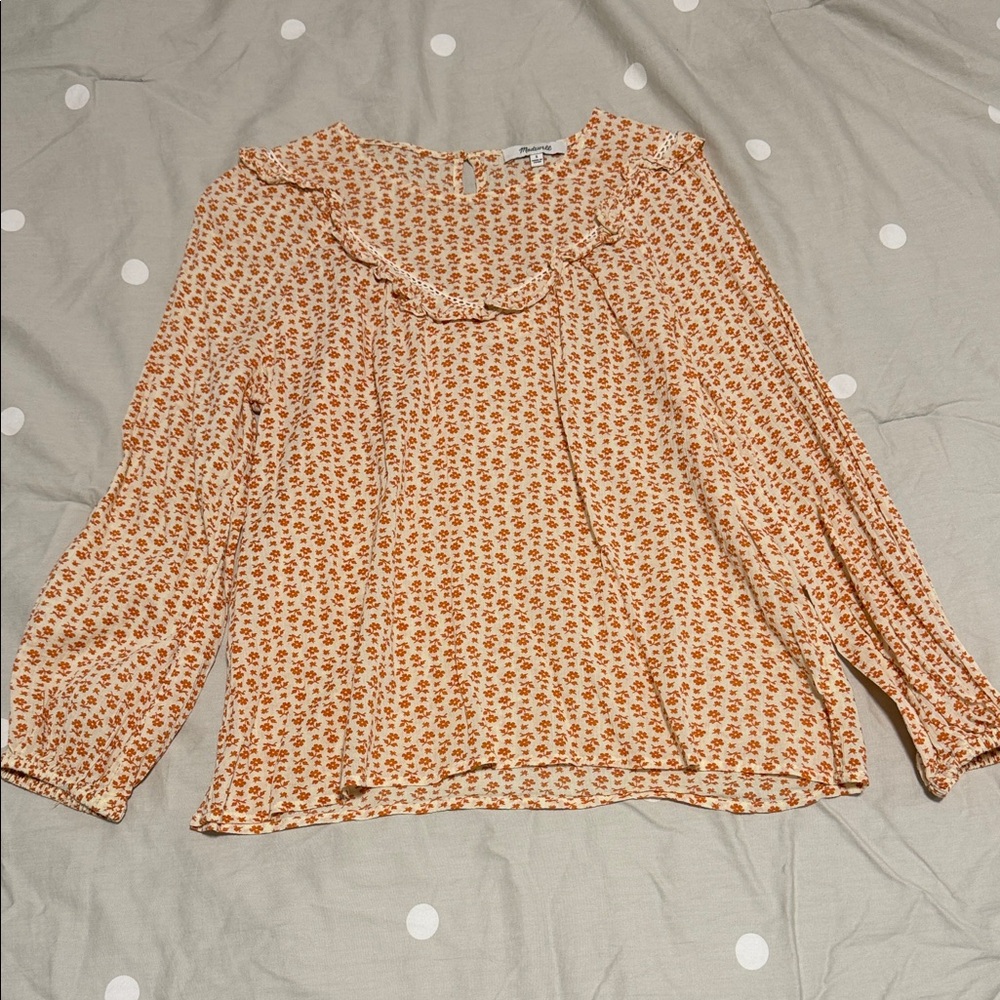 Madewell Orange Floral Blouse